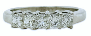 Platinum 5 stone princess cut diamond band