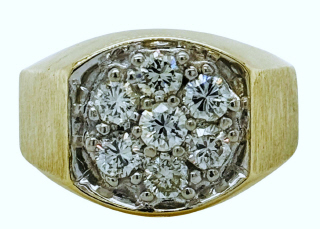 Gents 14kt yellow gold cluster diamond ring