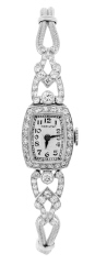Ladies platinum and diamond hamilton watch with 14kt white gold bracelet components