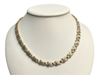 14kt yellow gold X diamond necklace