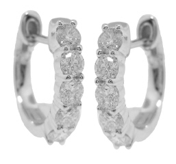 14kt white gold diamond hoop earrings.