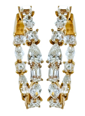 18kt rose gold multi-shape diamond hoop earrings