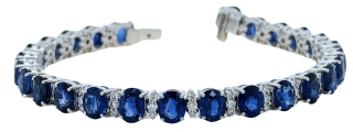 18kt white gold oval sapphire and diamond bracelet