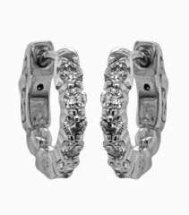 14kt white gold diamond huggie earrings
