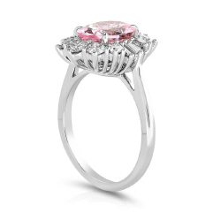 18kt white gold morganite and diamond ring.