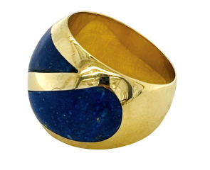 14kt yellow gold inlaid lapis ring