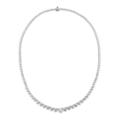 14kt white gold diamond 3-prong riviera necklace