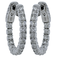 14kt white gold inside outside diamond hoop earrings