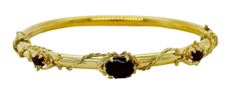 14kt yellow gold garnet bangle
