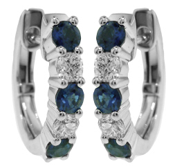 18kt white gold sapphire and diamond huggie earrings