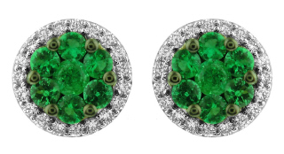 18kt white gold emerald and diamond earrings.