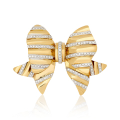 18kt two-tone diamond butterfly pin