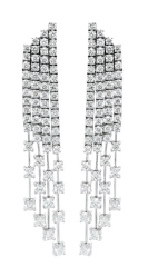 18kt white gold four row hanging diamond earrings