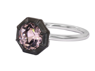 18kt white gold pink morganite ring with satin finish black rhodium.