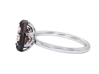 18kt white gold pink morganite ring with satin finish black rhodium.