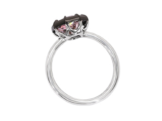 18kt white gold pink morganite ring with satin finish black rhodium.