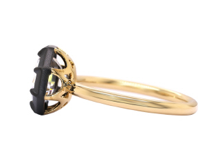 18kt yellow gold white topaz ring with satin finish black rhodium.