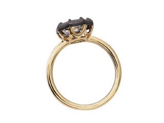 18kt yellow gold white topaz ring with satin finish black rhodium.