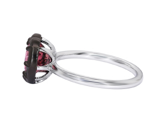 18kt white gold pink tourmaline ring with satin finish black rhodium.