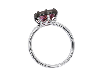 18kt white gold pink tourmaline ring with satin finish black rhodium.