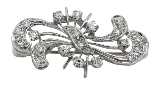 14kt white gold diamond pin