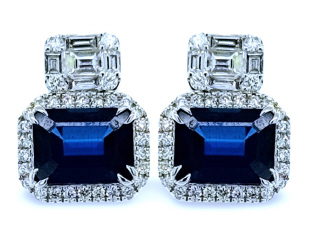 18kt white gold sapphire and diamond earrings.