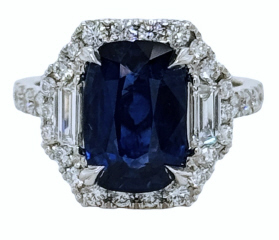 18kt white gold sapphire and diamond ring.