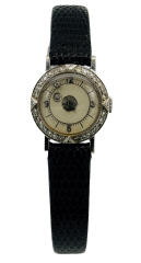 14kt white gold vintage LeCoultre mystery dial diamond watch