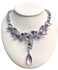 18kt white gold amethyst and blue topaz necklace