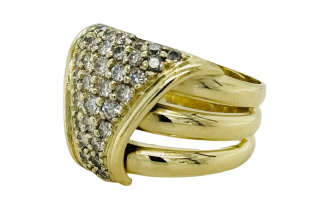 14kt yellow gold pave diamond ring