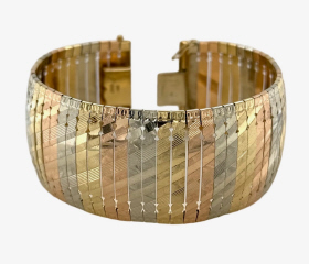 14kt tri-color wide barcelet