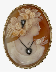 14kt yellow gold cameo pin