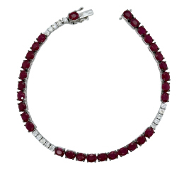 18kt white gold oval ruby and diamond bracelet