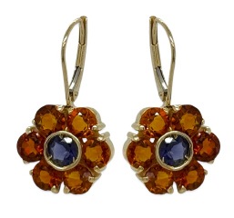 14kt yellow gold citrine and iolite earrings