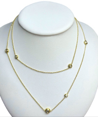 18kt yellow gold 31" bezel set diamond necklace