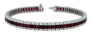 18kt white gold ruby and diamond bracelet