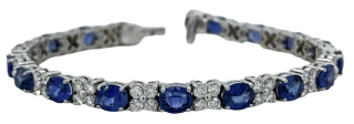 18kt white gold oval sapphire and diamond bracelet