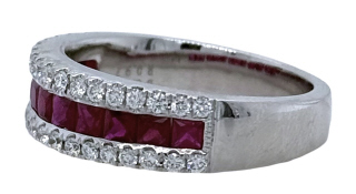 18kt white gold ruby and diamond ring