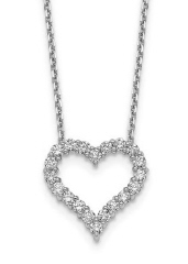 LAB GROWN - 14kt white gold diamond heart pendant with chain