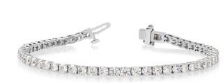 LAB GROWN - 14kt white gold 4 prong diamond tennis bracelet