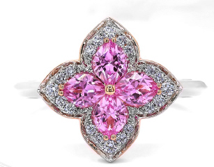 18kt two-tone pink sapphire and diamond ring