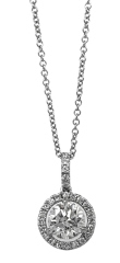 18kt white gold diamond halo pendant with chain