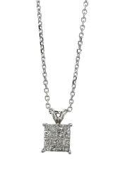 14kt white gold invisible set diamond pendant with chain