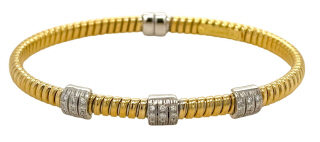 18kt two-tone tubogas diamond section bangle