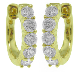 14kt yellow gold 5 diamond huggie earrings