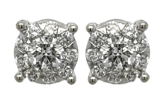 18kt white gold diamond cluster earrings