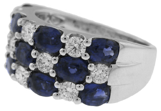 18kt white gold oval sapphire and diamond band