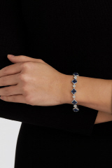 Platinum clover diamond and sapphire bracelet
