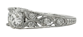 Platinum OEC diamond ring D=.93ct size 6.5