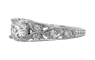 Platinum OEC diamond ring D=0.95ct